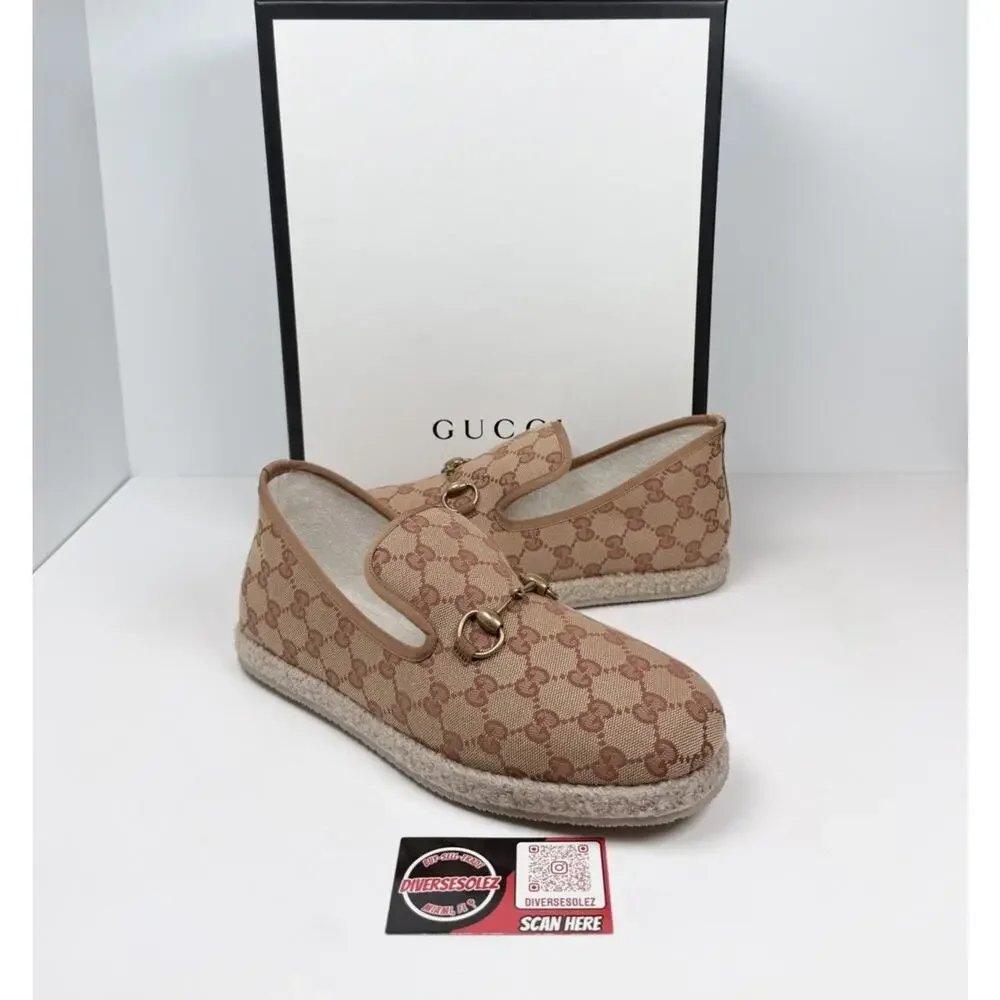 Size 8.5US - Gucci Horsebit Espadrille GG Canvas Loafers🍂 NEW/RETAIL $700!